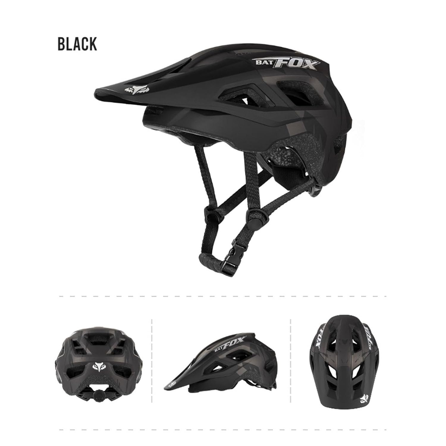 Helmetë biciklete BATFOX 58-61cm e zezë - Image 2